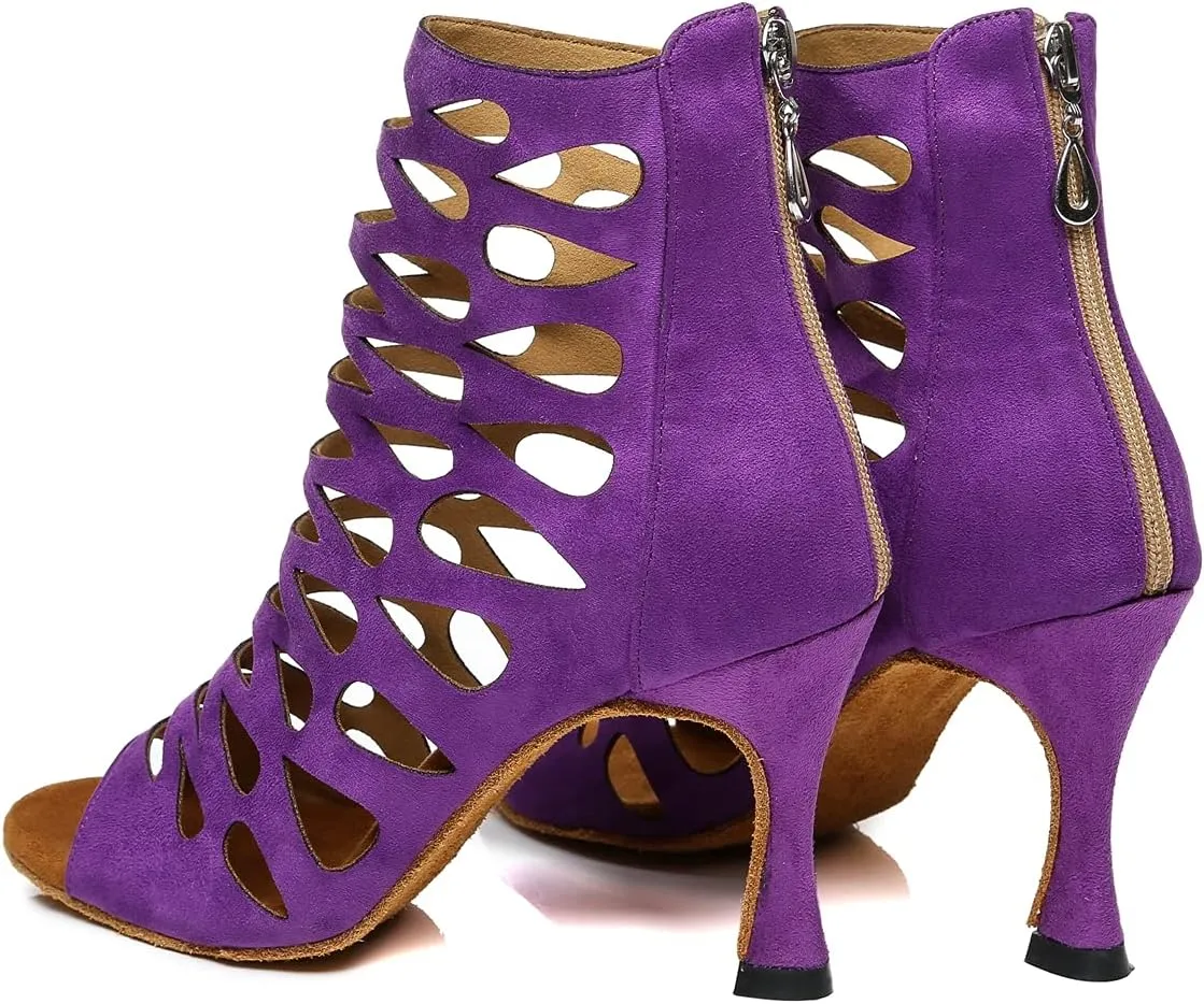 Womens Girls Dance Shoes Cut-out Ballroom Sandals Prom Evening Ankle Booties