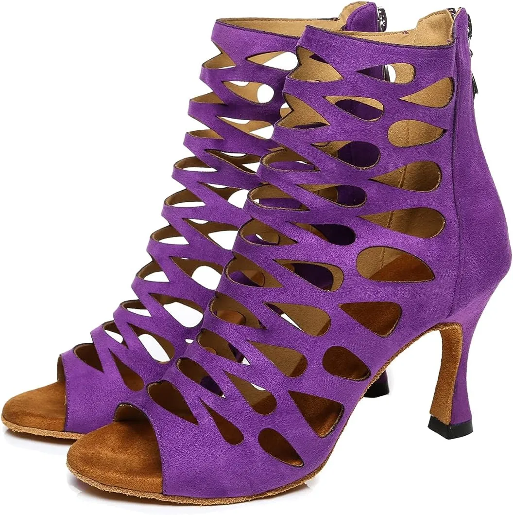Womens Girls Dance Shoes Cut-out Ballroom Sandals Prom Evening Ankle Booties