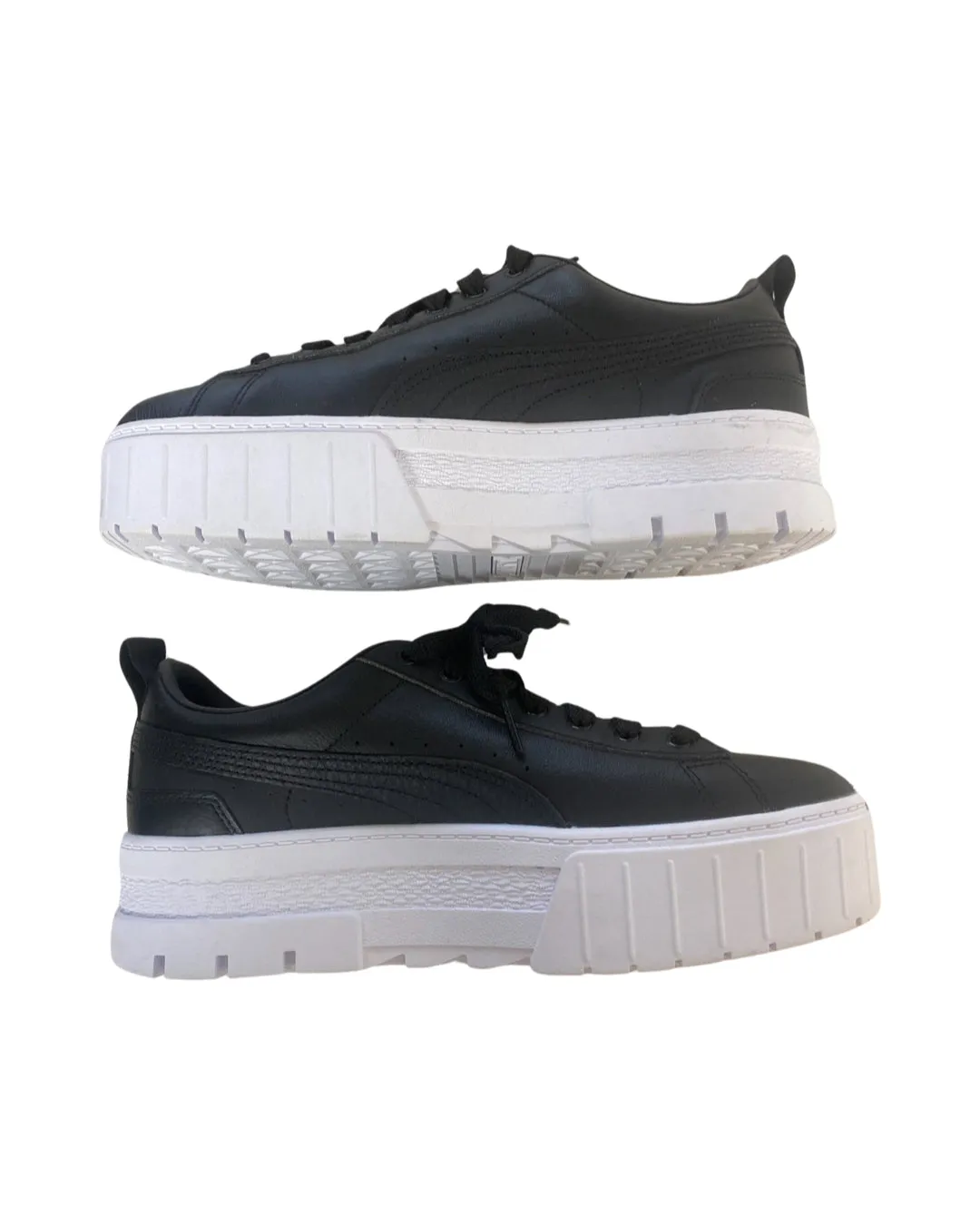 WOMENS PUMA BLACK MAYZE PLATFORM SUEDE SNEAKERS SIZE 9.5