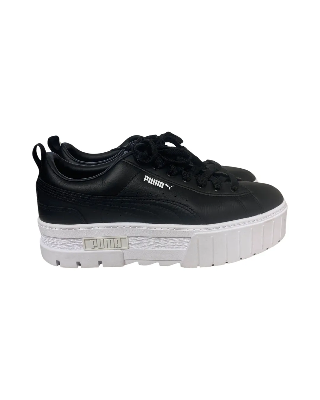 WOMENS PUMA BLACK MAYZE PLATFORM SUEDE SNEAKERS SIZE 9.5