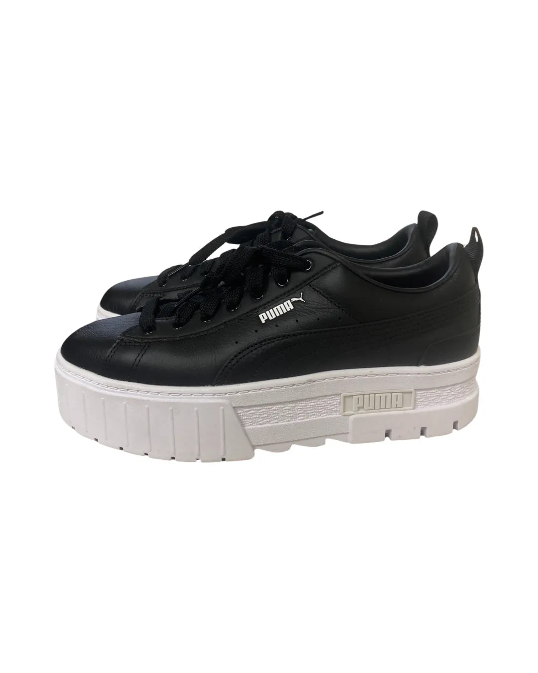 WOMENS PUMA BLACK MAYZE PLATFORM SUEDE SNEAKERS SIZE 9.5
