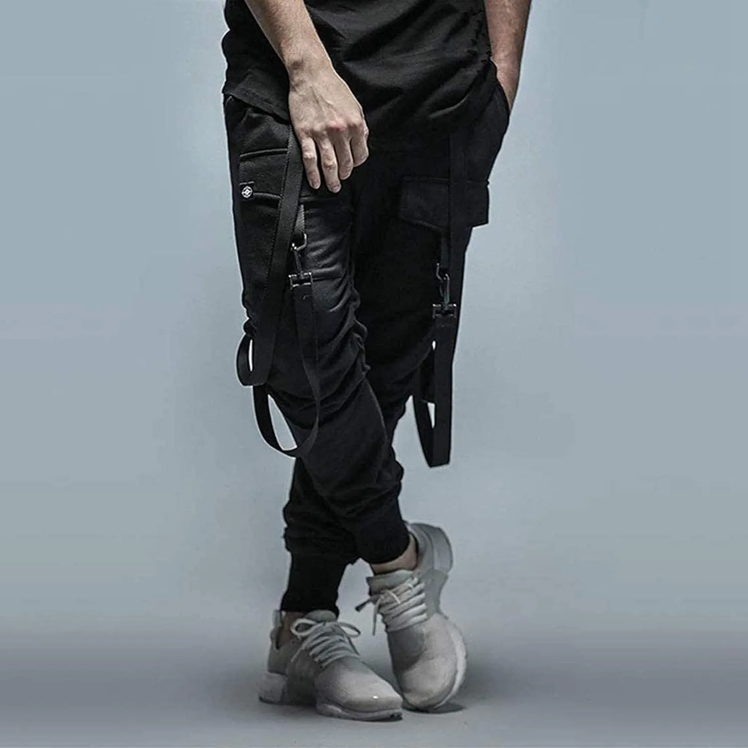 XYXIONGMAO Men's Futuristic Clothing Cargo Joggers Baggy Pants Gothic Techwear Streetwear Hip Hop Pants Cargo Pants for Men